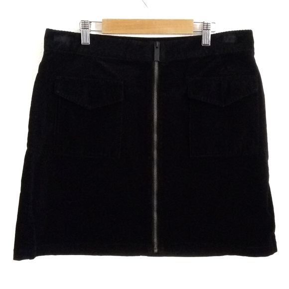 Vince Camuto Black Corduroy Zip Front Skirt 12P - Picture 2 of 6